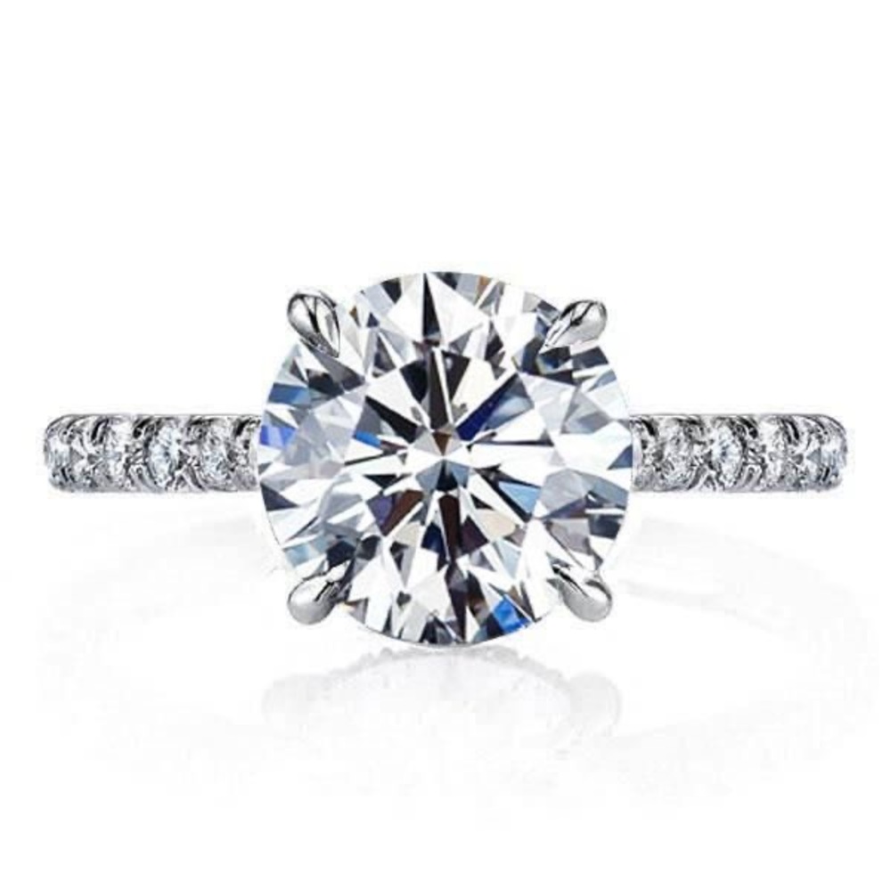 Italo Classic Engagement Ring Affordable WIth Hidden Halo 925 Sterling Silver